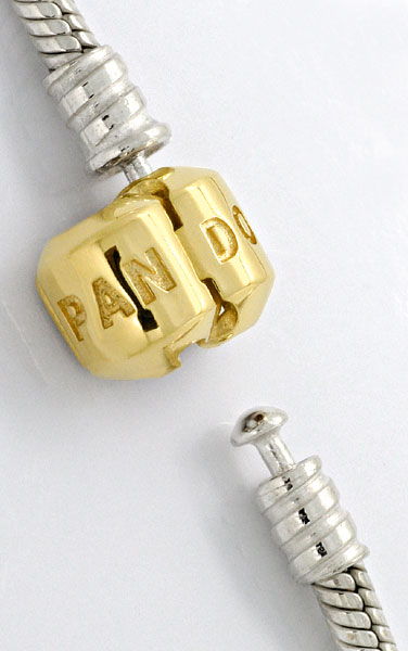 Foto 2 - Pandora Halskette, 925 Silber, 585 Goldverschluss, 50Cm, R4735