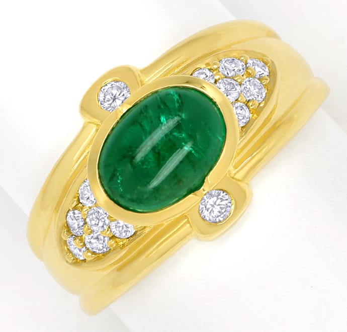 Foto 2 - Design-Bandring Gold mit Spitzen Smaragd und Brillanten, S1552