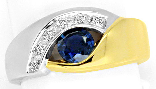 Foto 2 - Designer-Spitzen Safir Brillanten-Ring 14K Gelbgold Neu, S3984